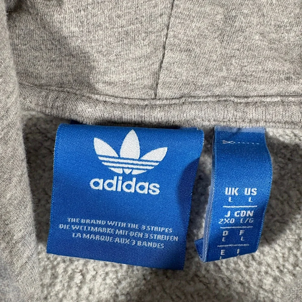 Adidas Hoodie Mens Large Gray Originals Trefoil Logo Pullover Sweatshirt‎